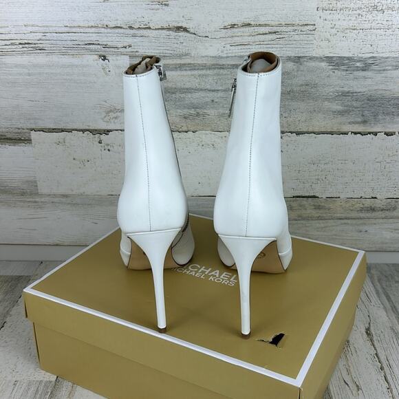 Michael Kors Rue Stiletto womens sz 10 white leather ankle bootie new - Picture 5 of 11